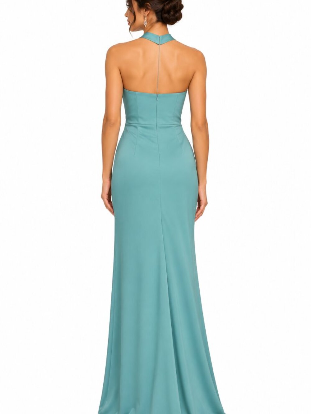 Adrianna Papell Jungle Olive Halter Formal Maxi Gown Size 14 NWT - Picture 6 of 6